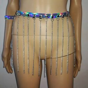 Rave Holographic Chain Mini Skirt Belt
